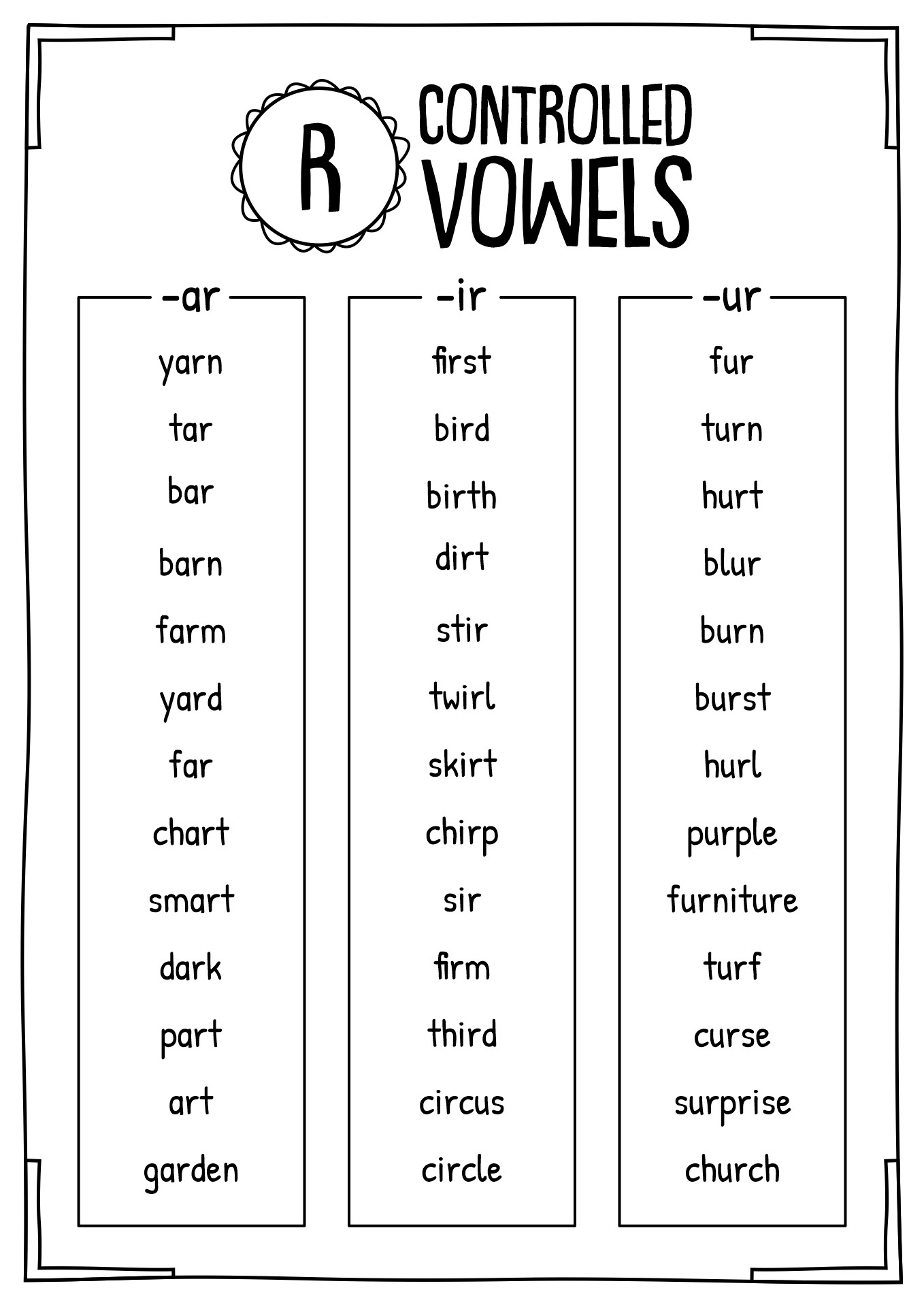 90 R Controlled Vowels Worksheet 49