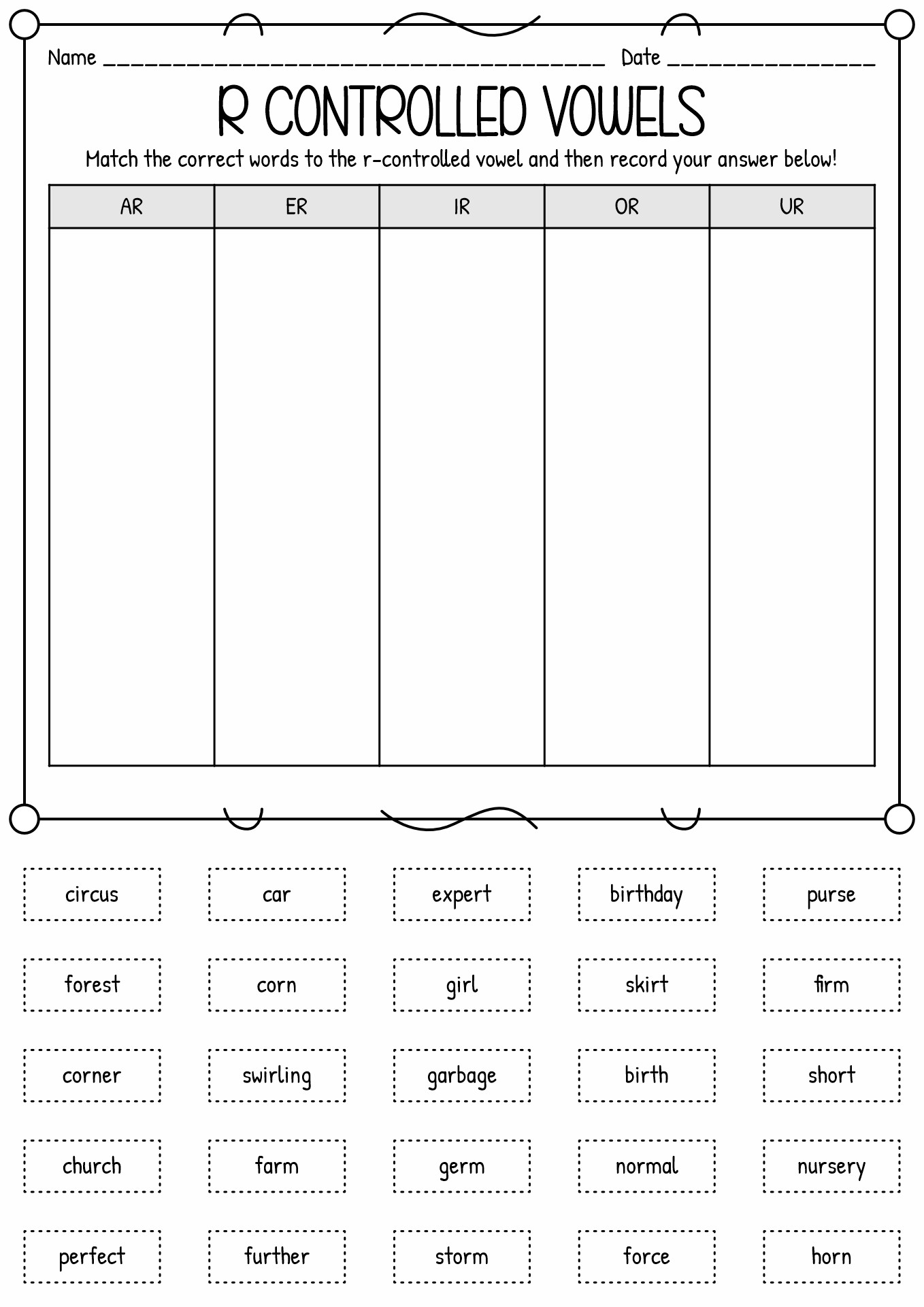 90 R Controlled Vowels Worksheet 78