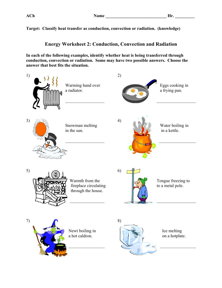 90 Worksheet Conduction Convection Radiation 1