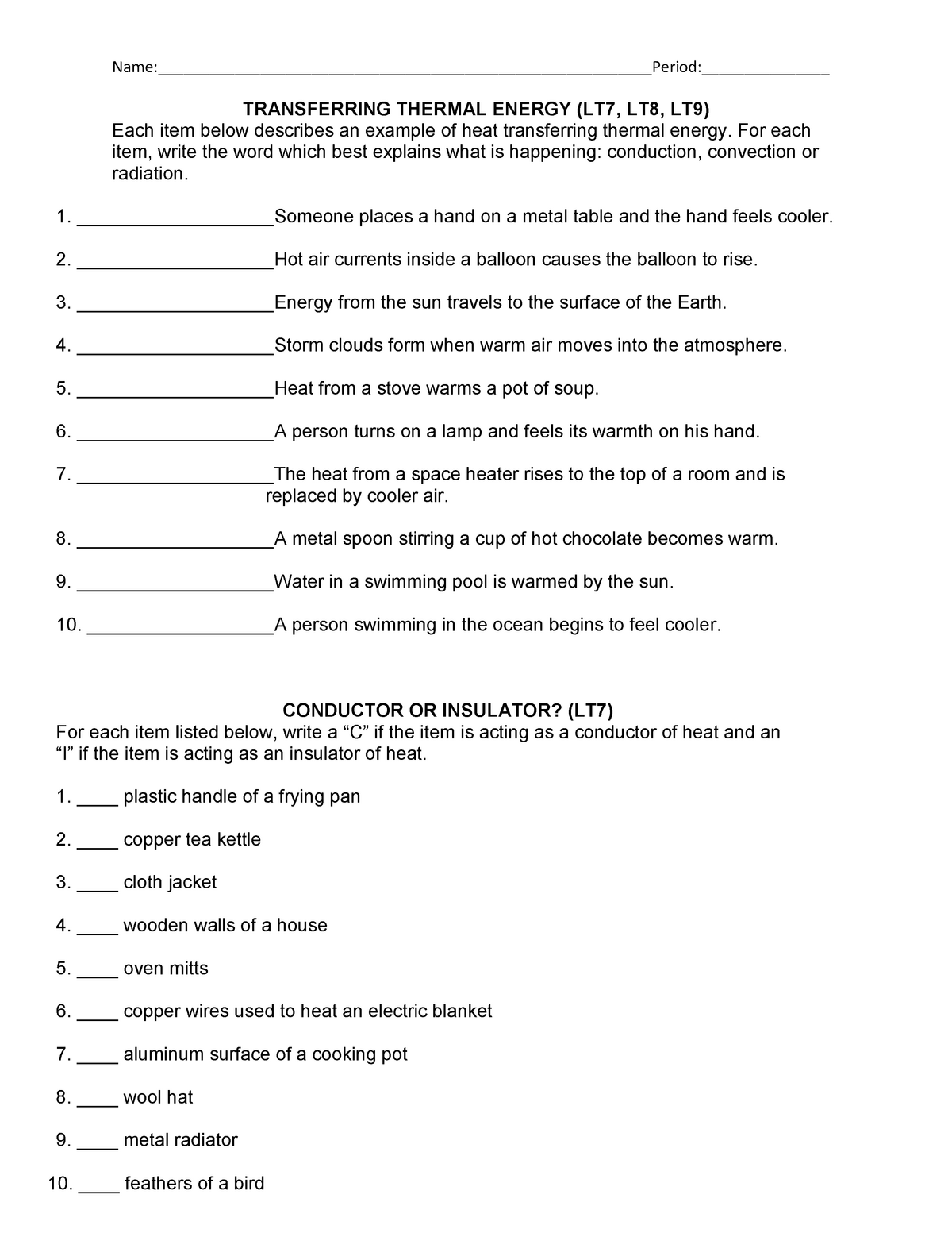 90 Worksheet Conduction Convection Radiation 19