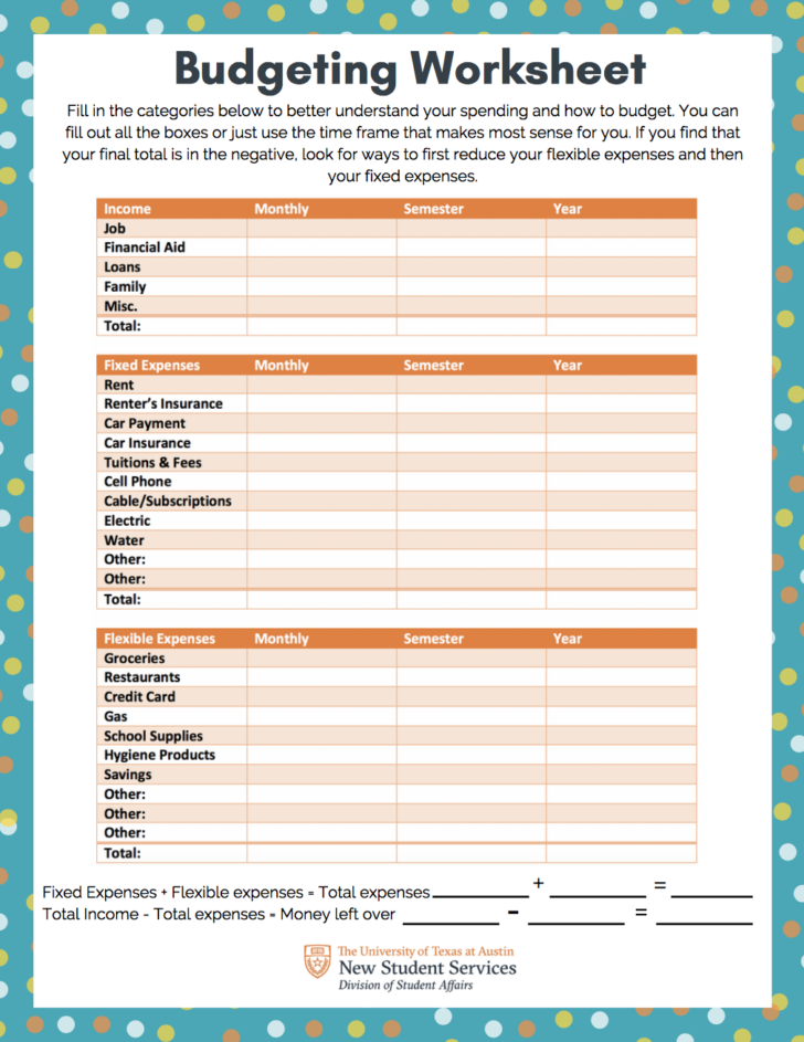 Get 85 Budgeting Worksheets For Students Ideas 53