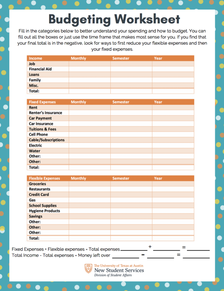 Get 85 Budgeting Worksheets For Students Ideas 80