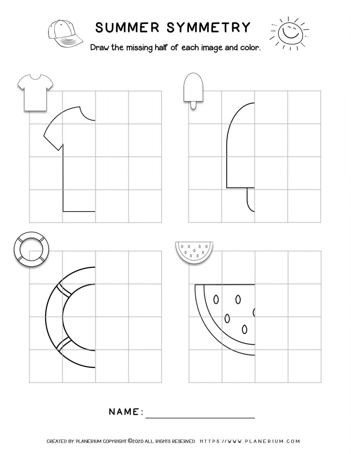 Get 85 Summer Symmetry Worksheet 1