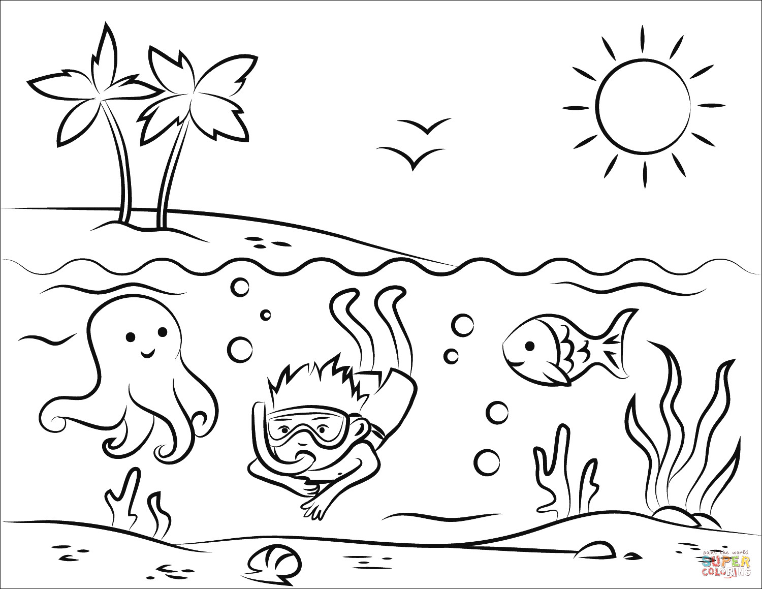 Best 45 Coloring Pages Beach Summer Ideas 16