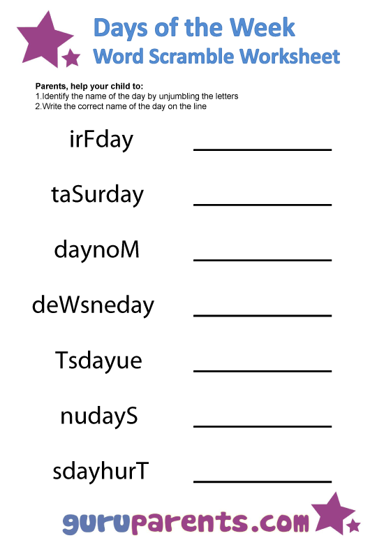 Best 45 Days Of The Week Worksheets Ideas 25