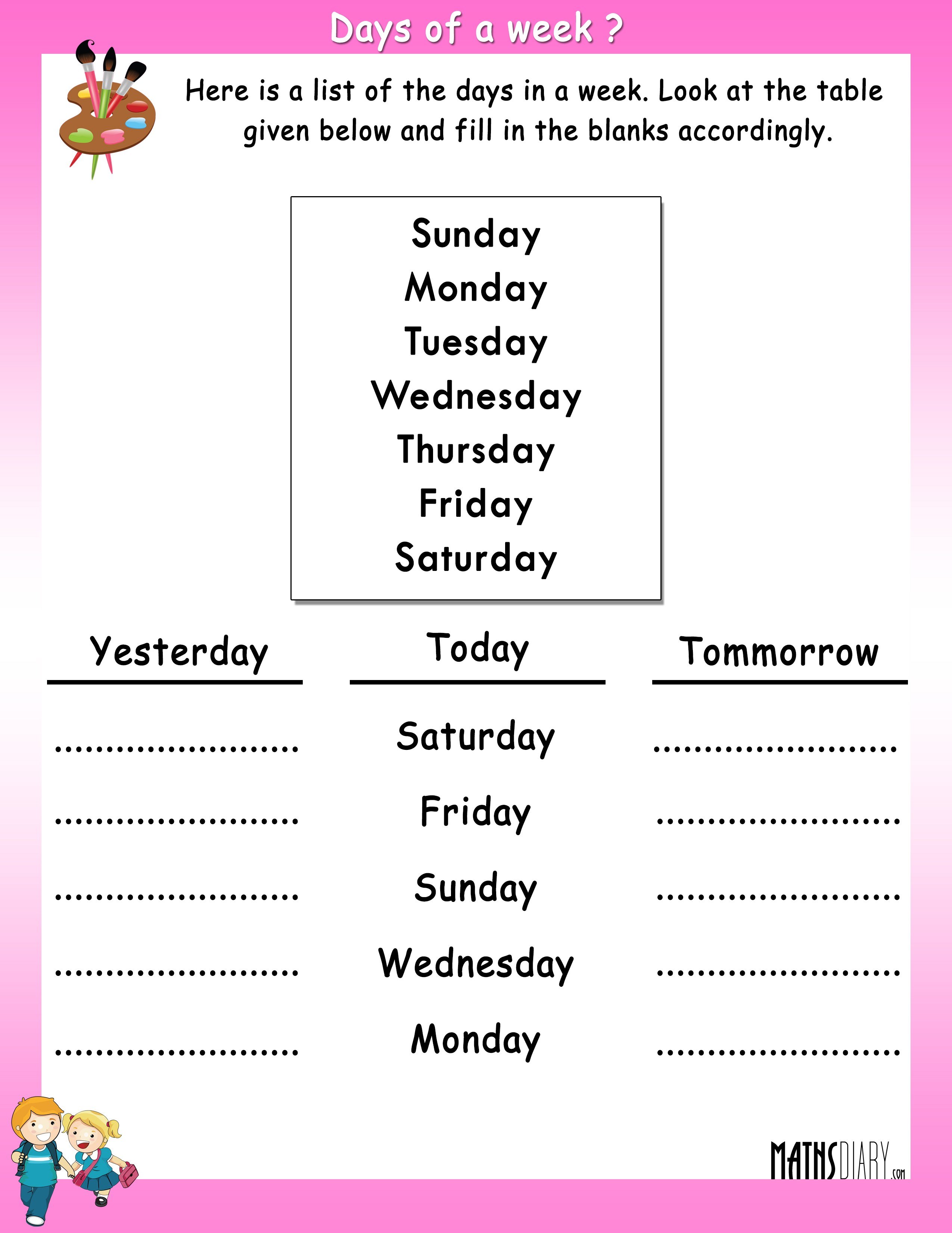 Best 45 Days Of The Week Worksheets Ideas 4