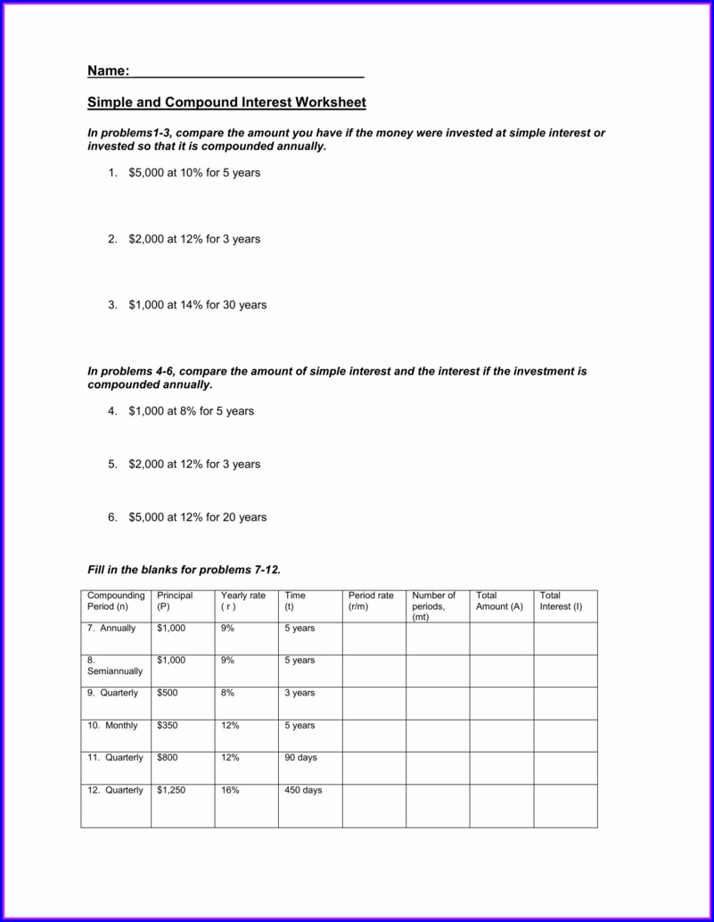 Best 50 Compound Interest Worksheets Ideas 17