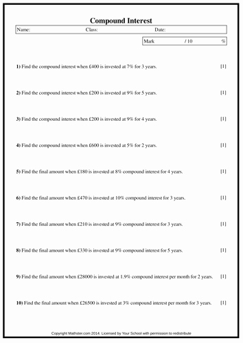 Best 50 Compound Interest Worksheets Ideas 42