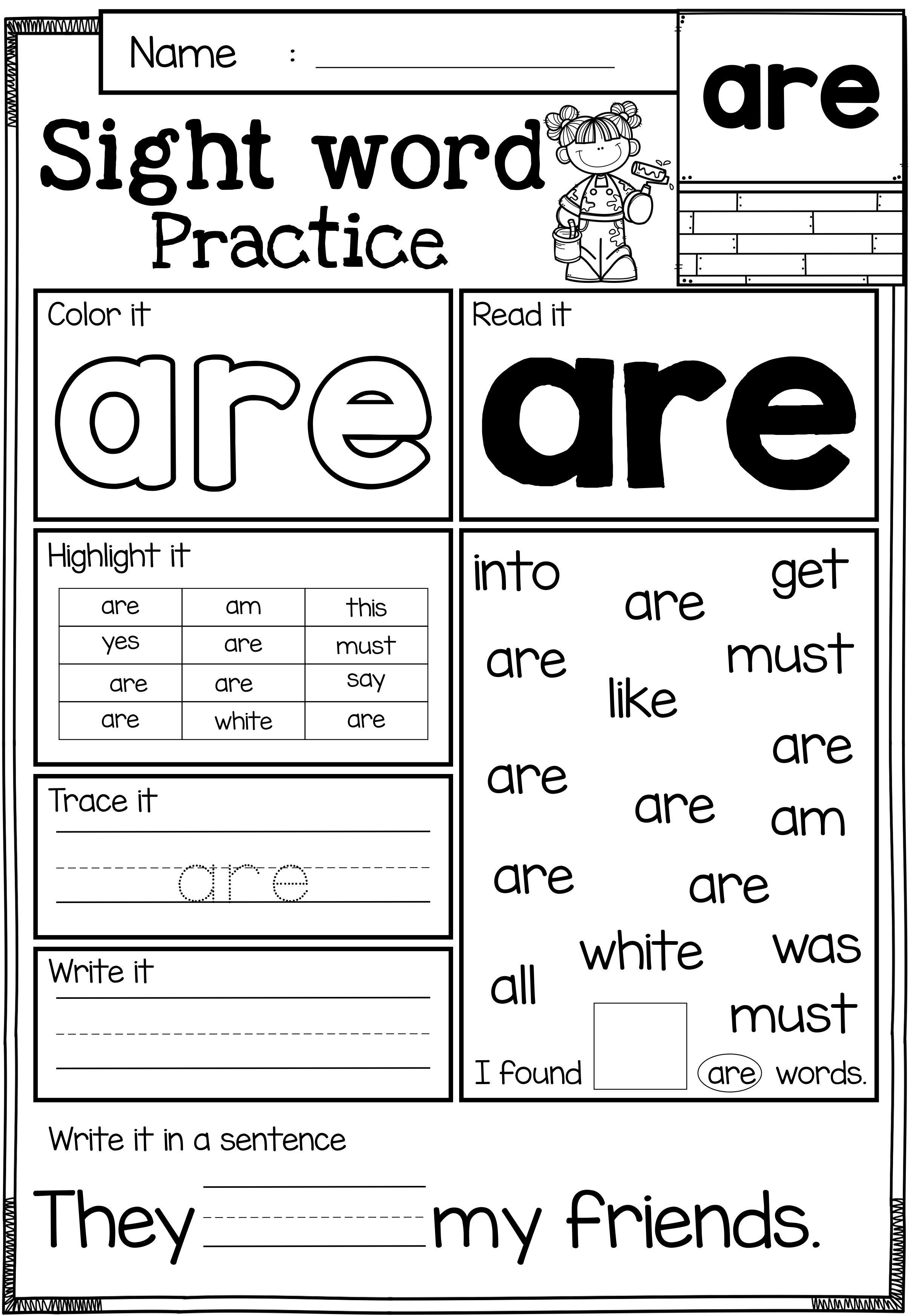 Get 85 Kindergarten Sight Words Worksheets Ideas 1