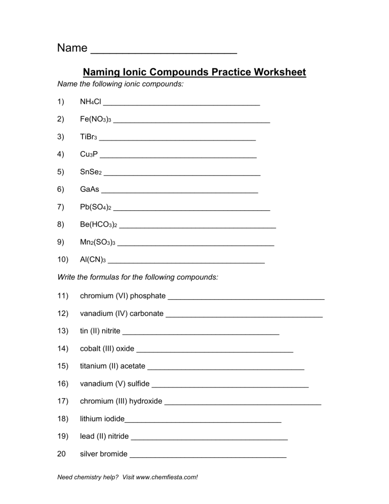 Get 85 Naming Ionic Compounds Worksheets Ideas 20