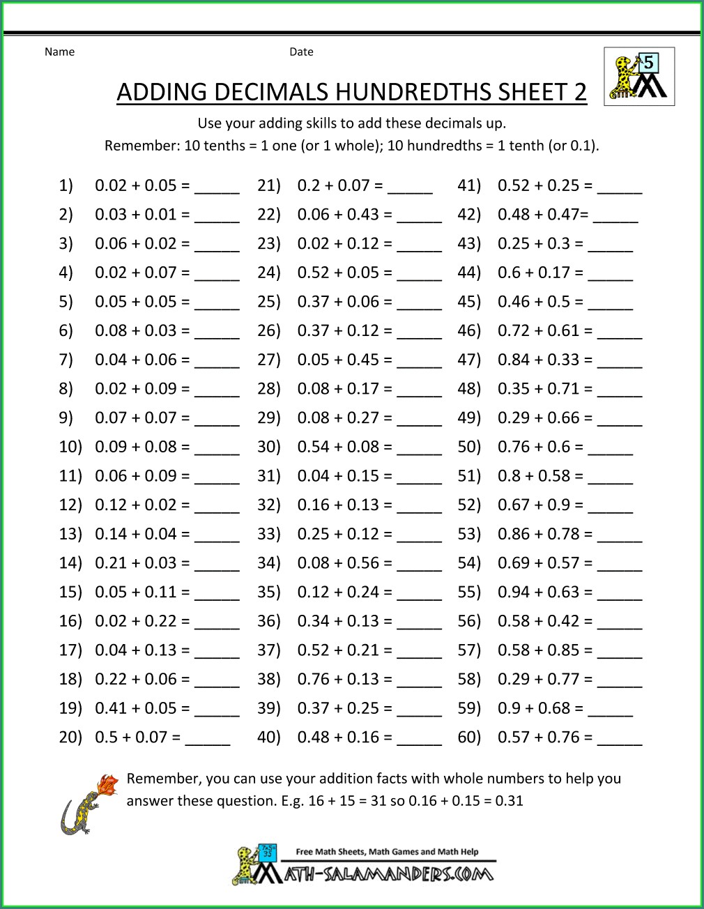 Save 60 Fractions To Decimals Worksheets Ideas 39