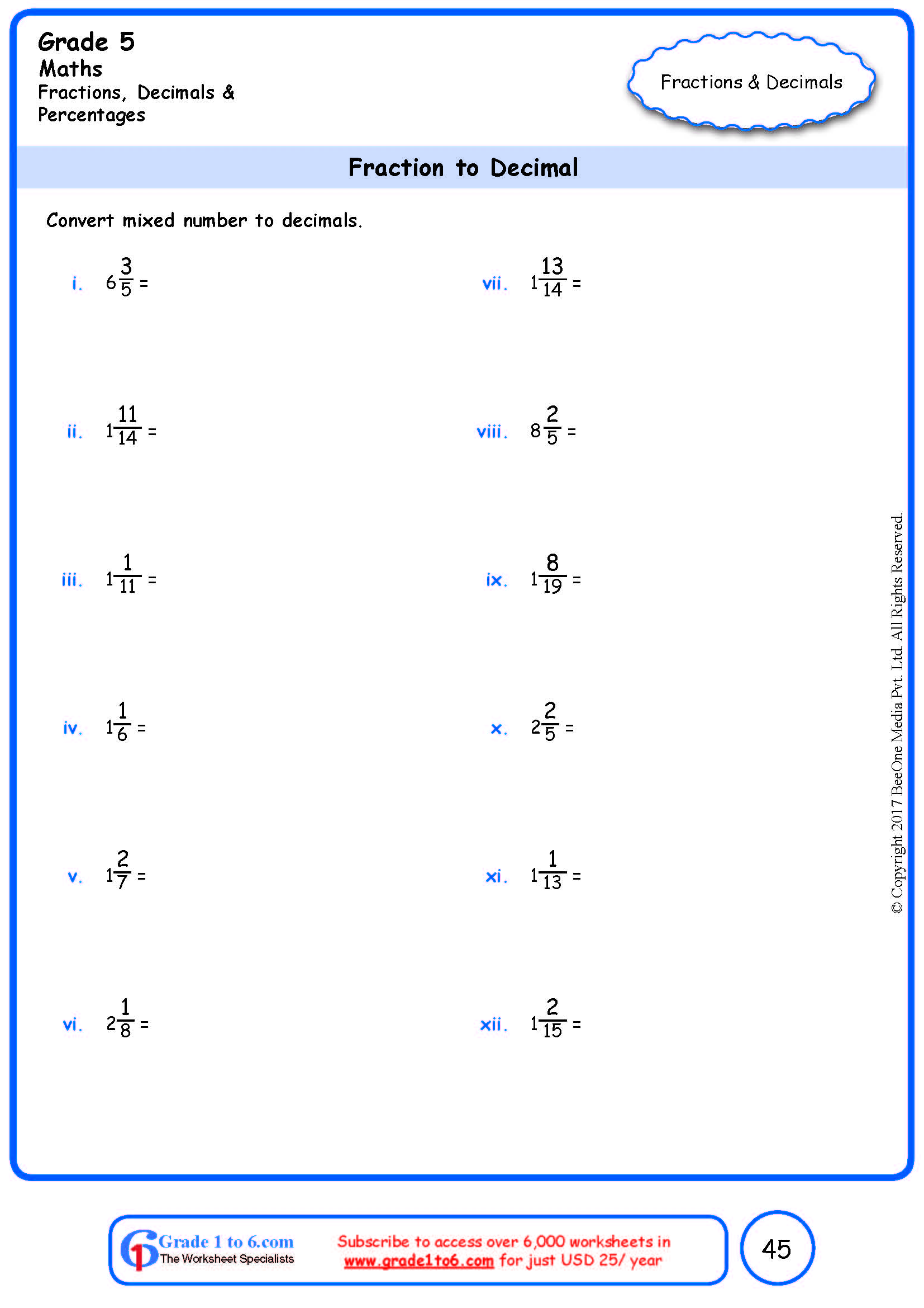 Save 60 Fractions To Decimals Worksheets Ideas 41