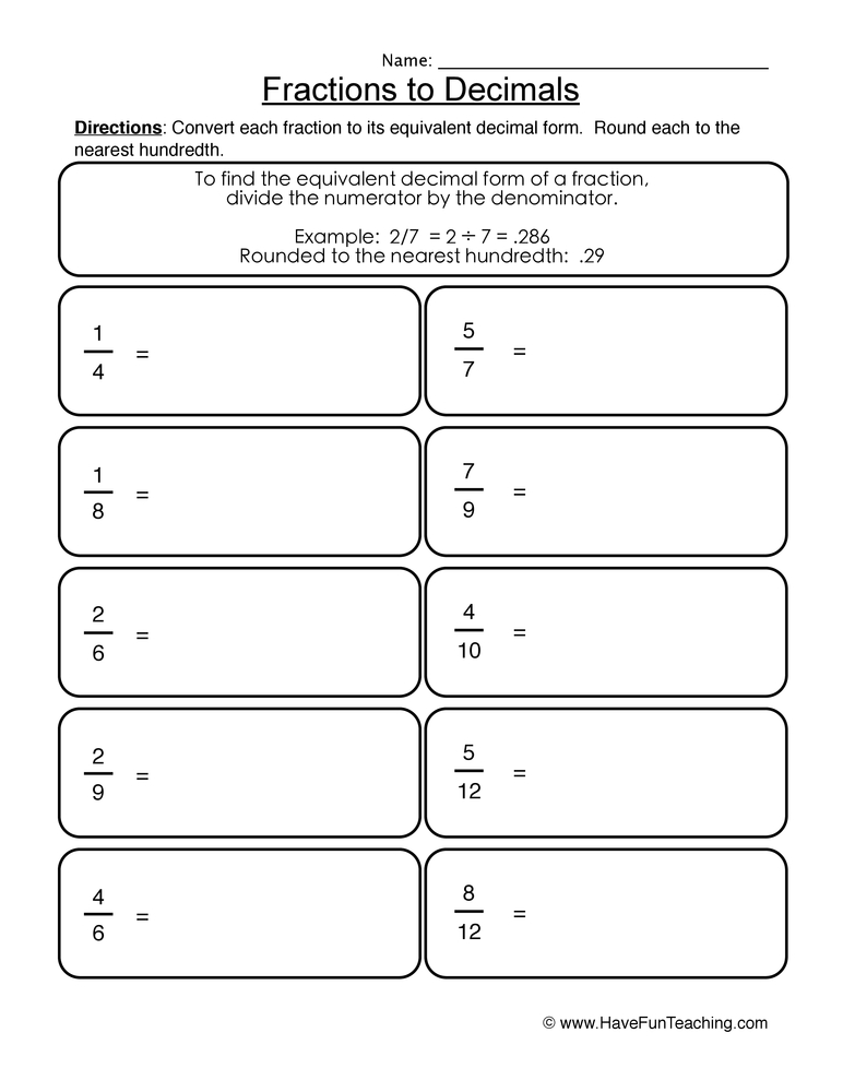 Save 60 Fractions To Decimals Worksheets Ideas 46