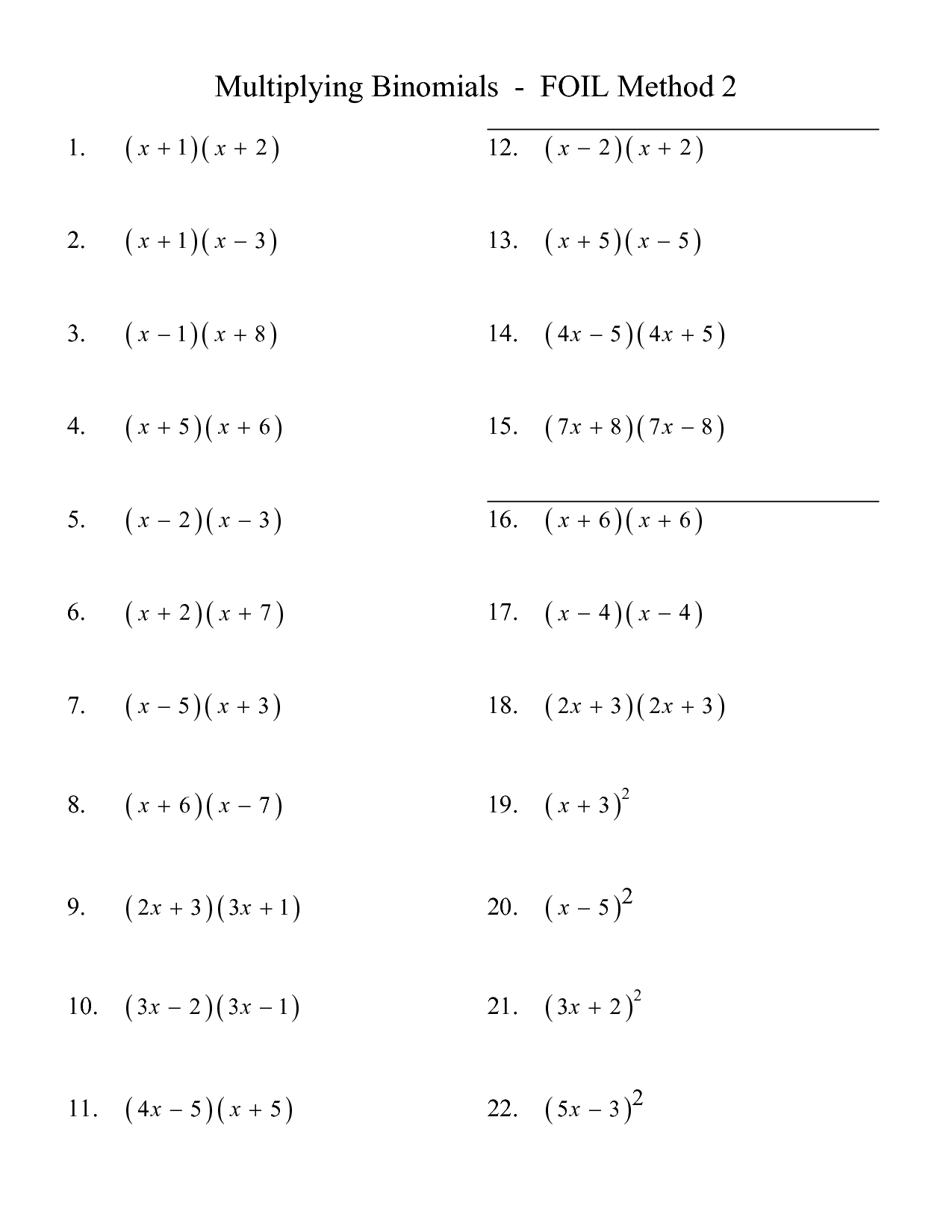 Best 45 Multiplying Binomials Worksheets Ideas 16