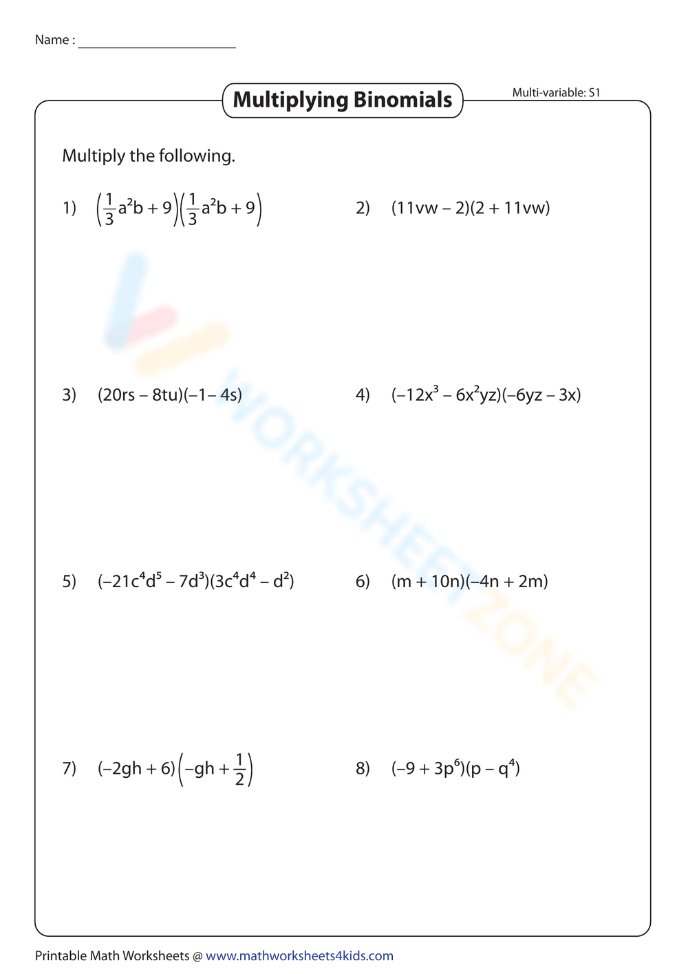 Best 45 Multiplying Binomials Worksheets Ideas 17