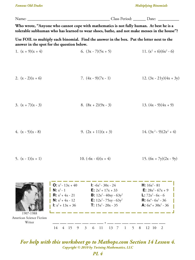 Best 45 Multiplying Binomials Worksheets Ideas 19