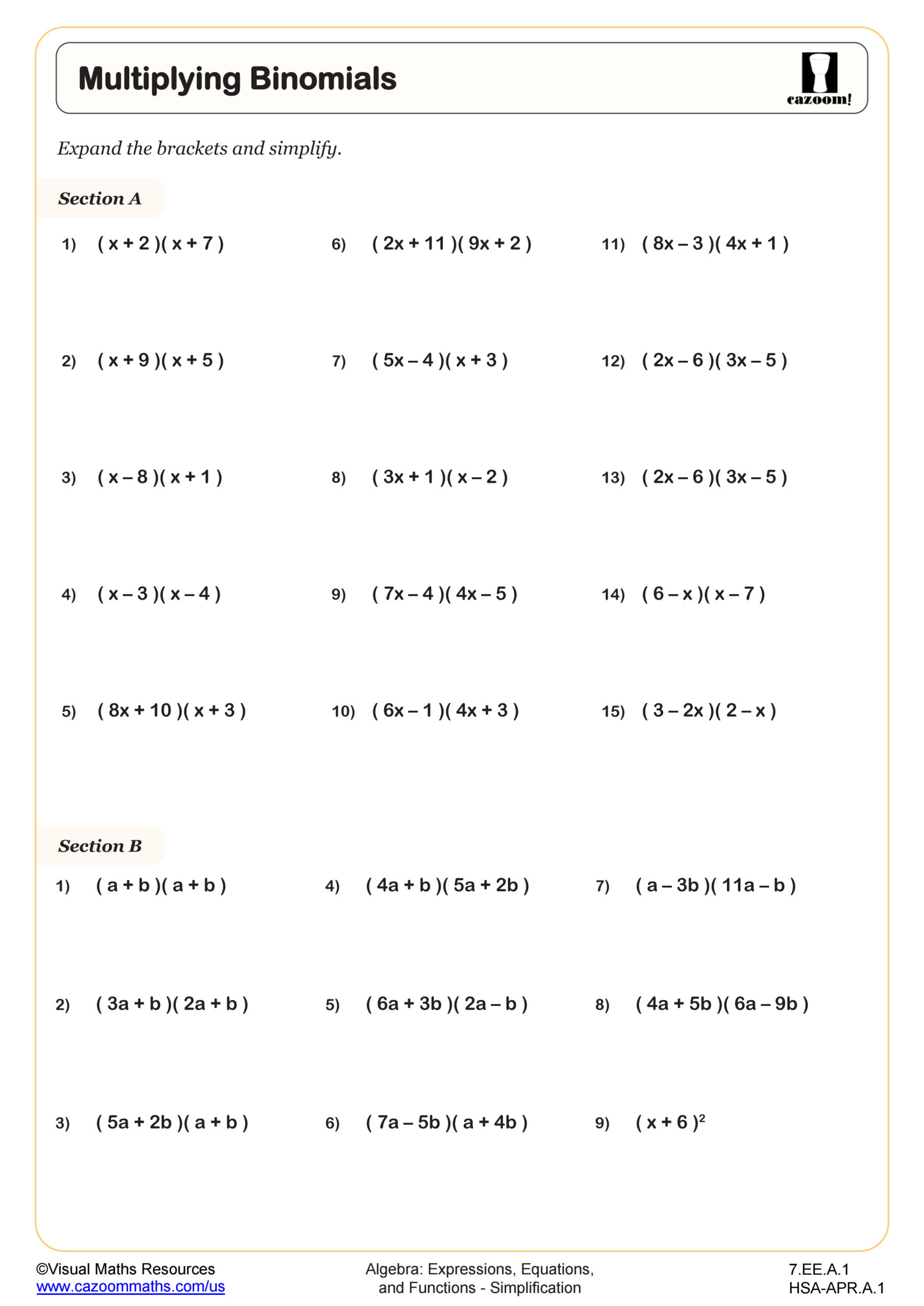 Best 45 Multiplying Binomials Worksheets Ideas 7