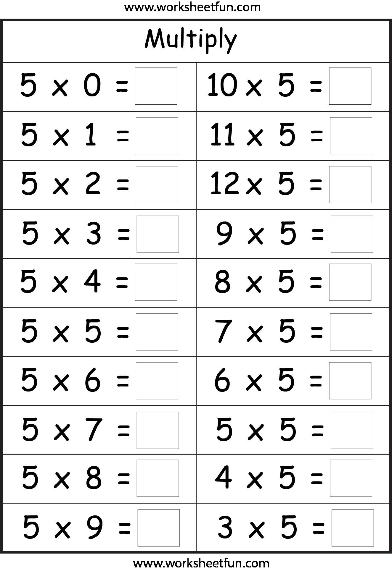 20 9 Multiplication Table Worksheet Free