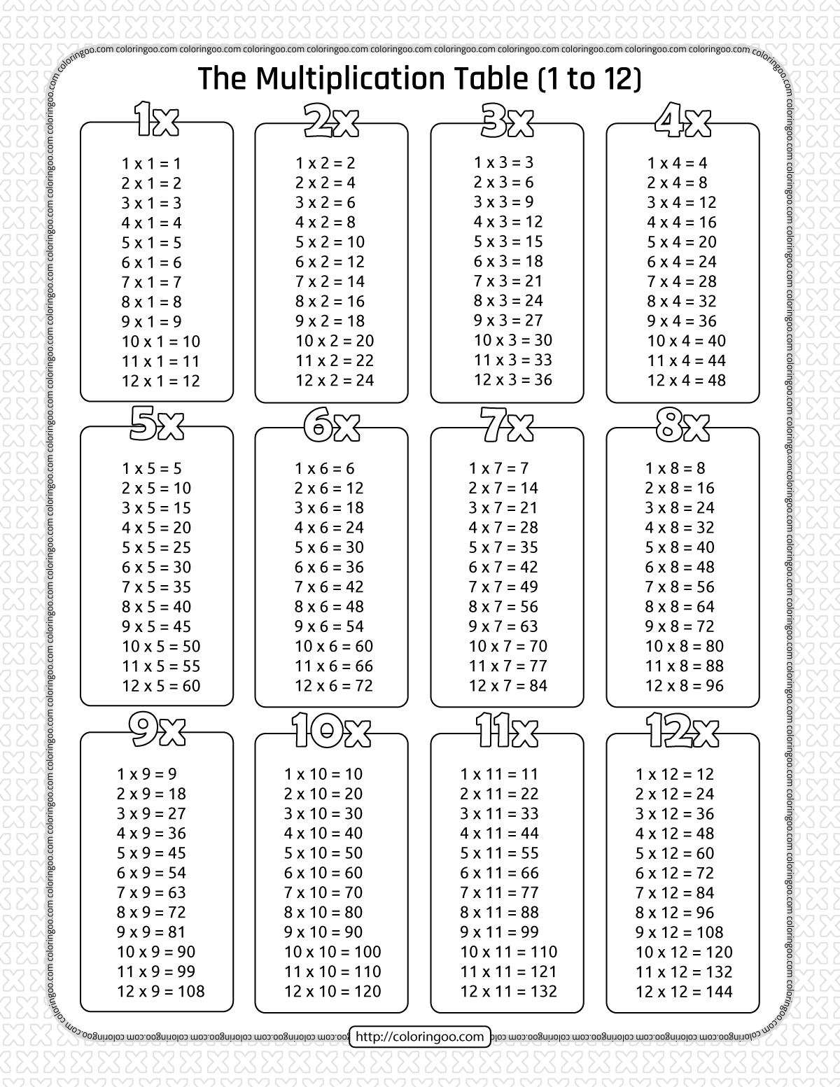 20 9 Multiplication Table Worksheet Pdf