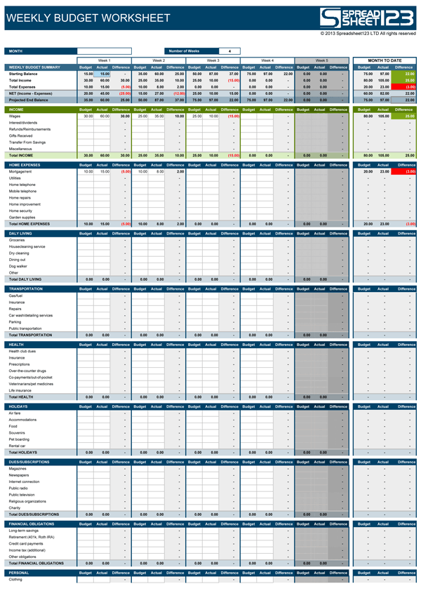 20 Budgeting Worksheet Excel Free