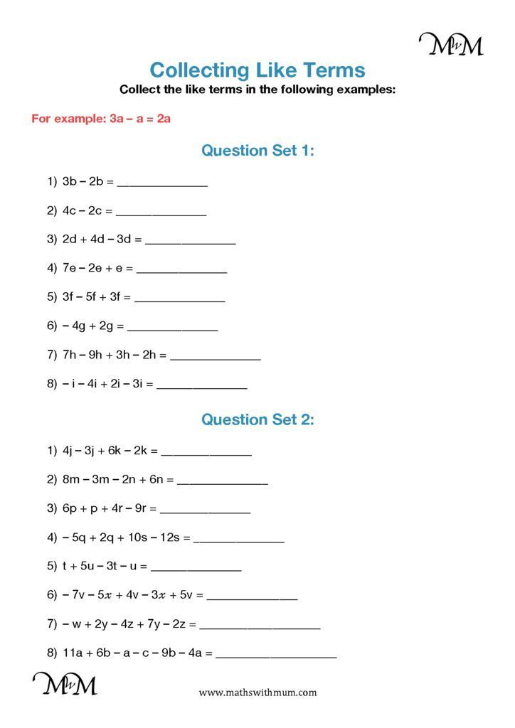 20 Combining Like Terms Worksheet Free