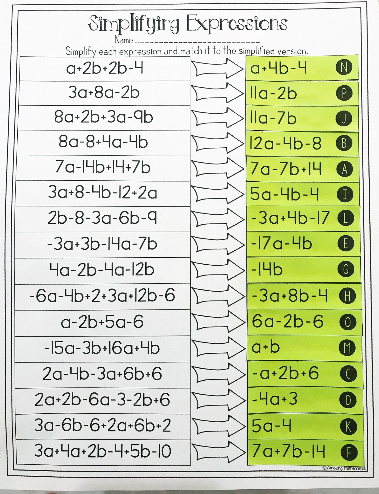 20 Combining Like Terms Worksheet Free