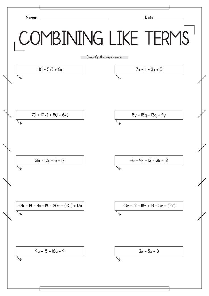 20 Combining Like Terms Worksheet Pdf