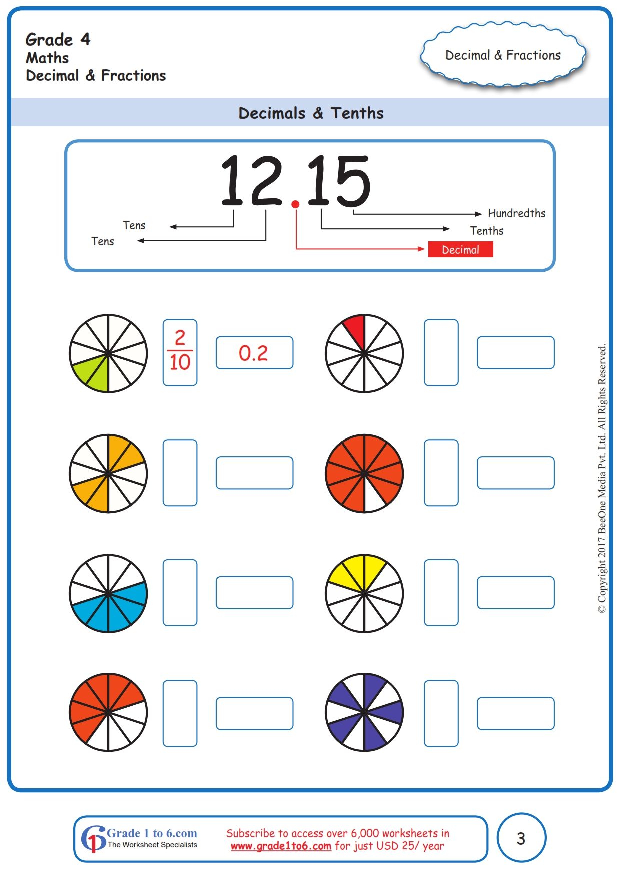 20 Decimal Worksheets 4Th Grade Pdf