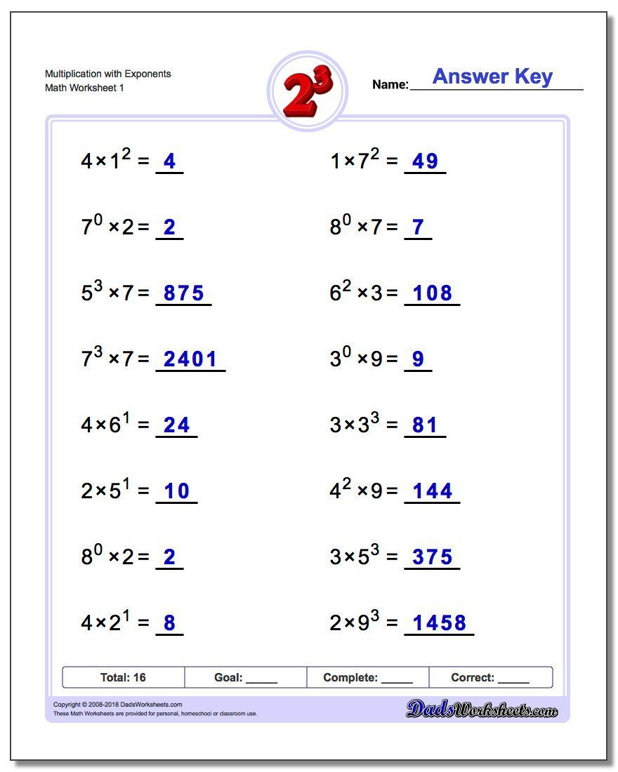 20 Exponents Simplify Worksheet Download