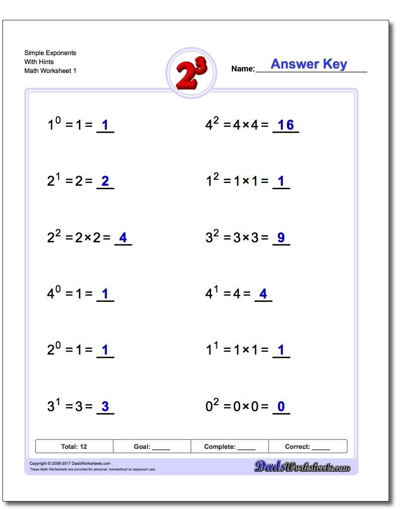 20 Exponents Simplify Worksheet Download