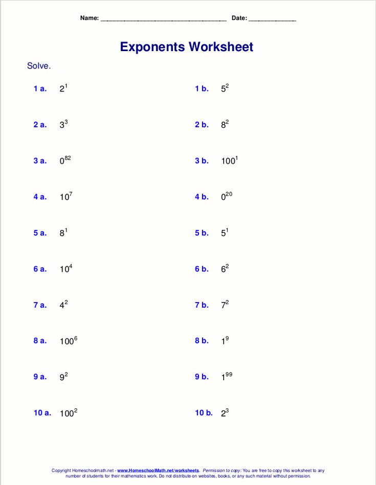 20 Exponents Simplify Worksheet Pdf