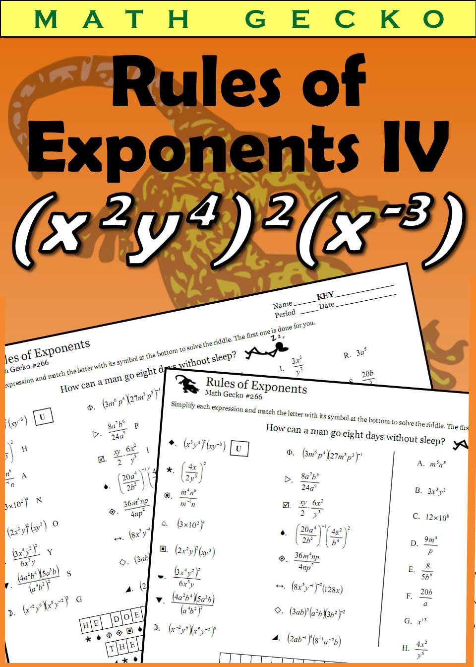 20 Exponents Simplify Worksheet Pdf