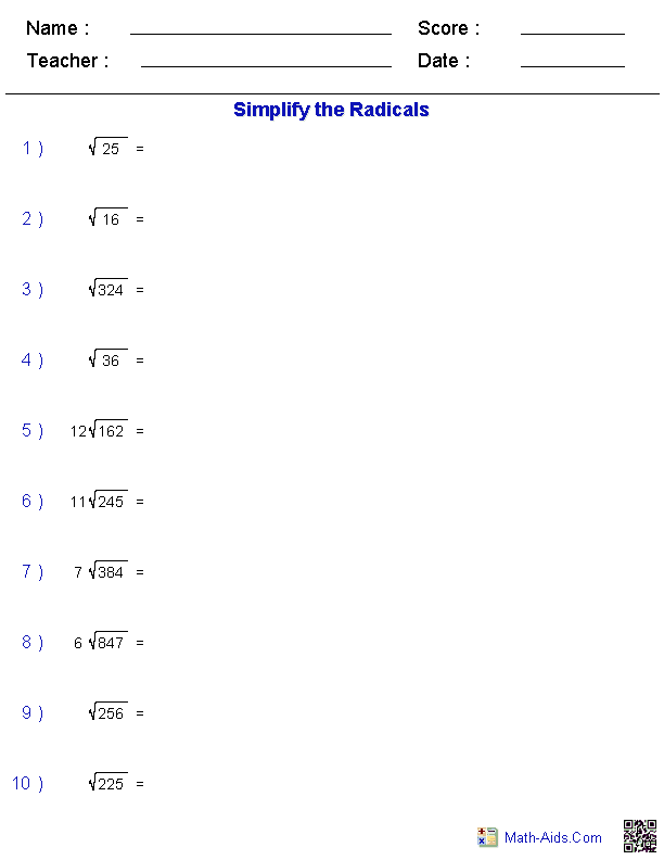 20 Exponents Simplify Worksheet Pdf