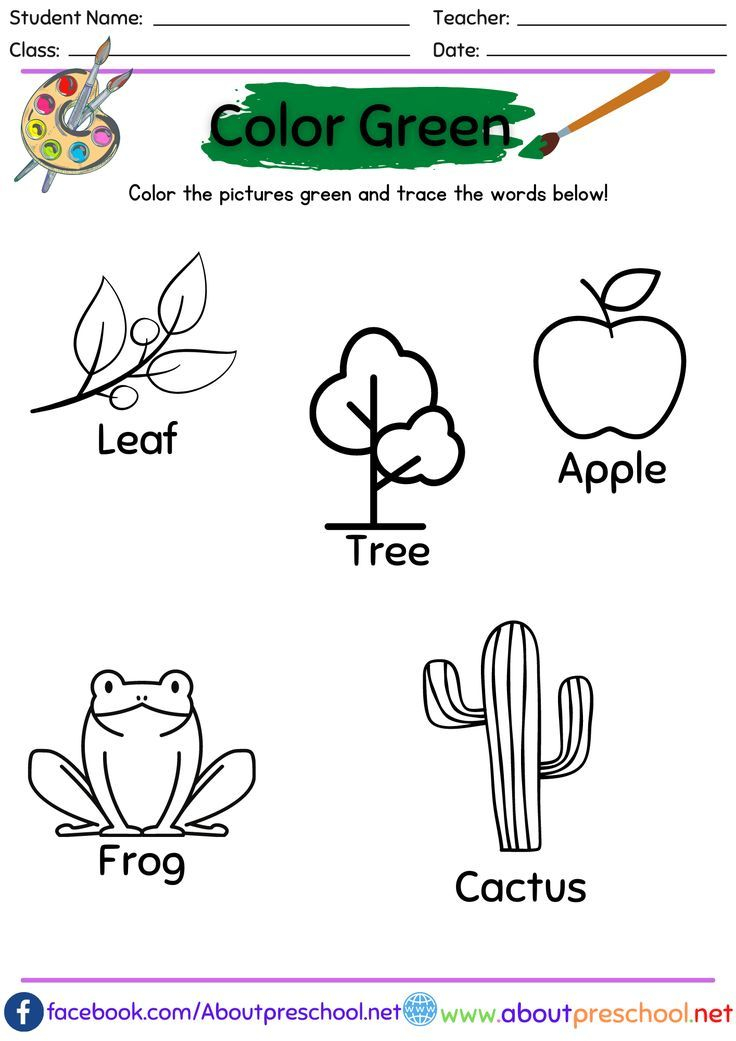 20 Green Colour Worksheet Download