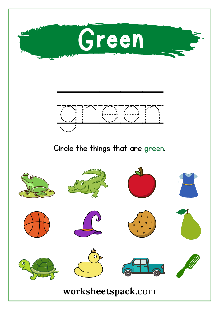 20 Green Colour Worksheet Pdf