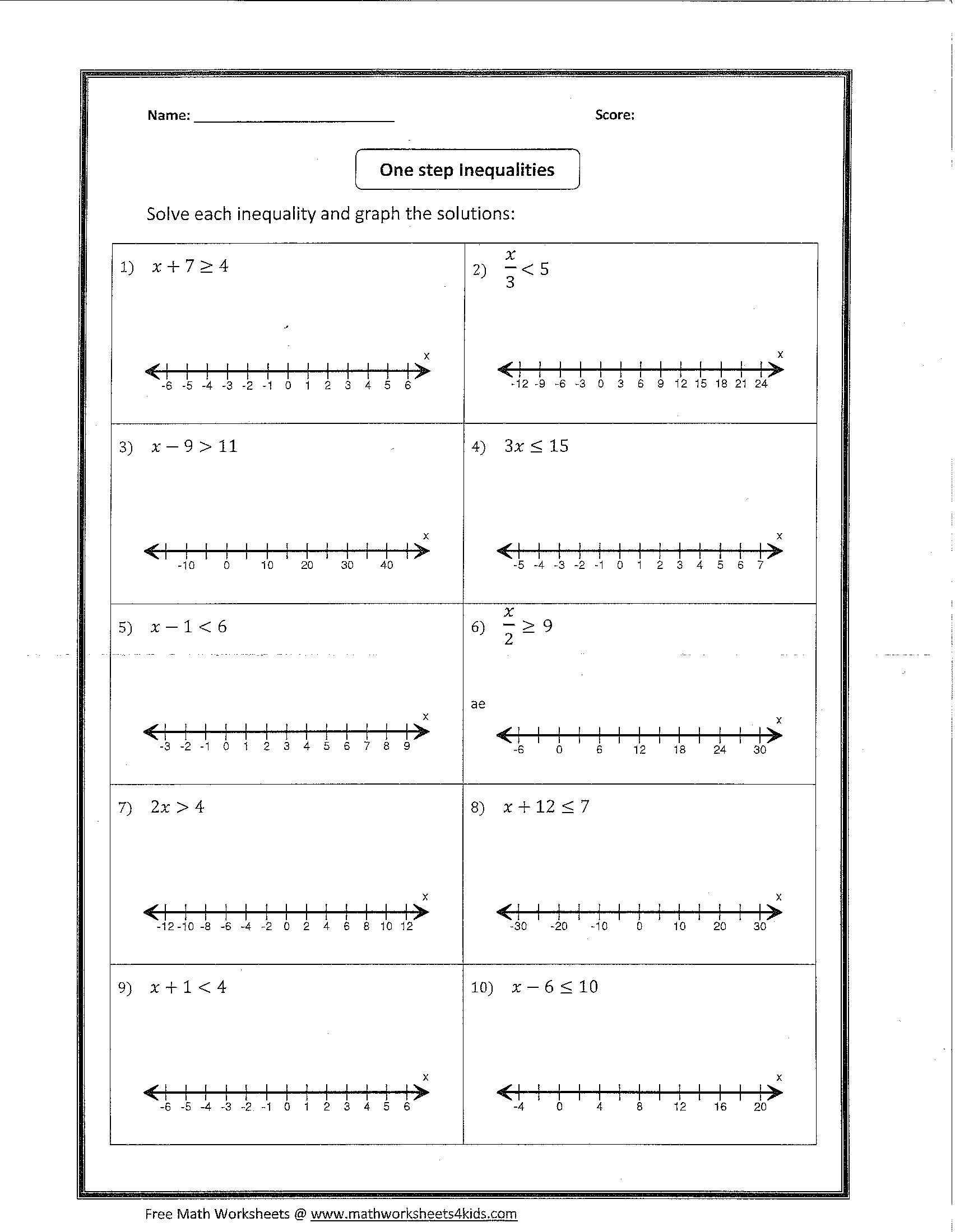 20 Linear Inequalities Worksheet Pdf