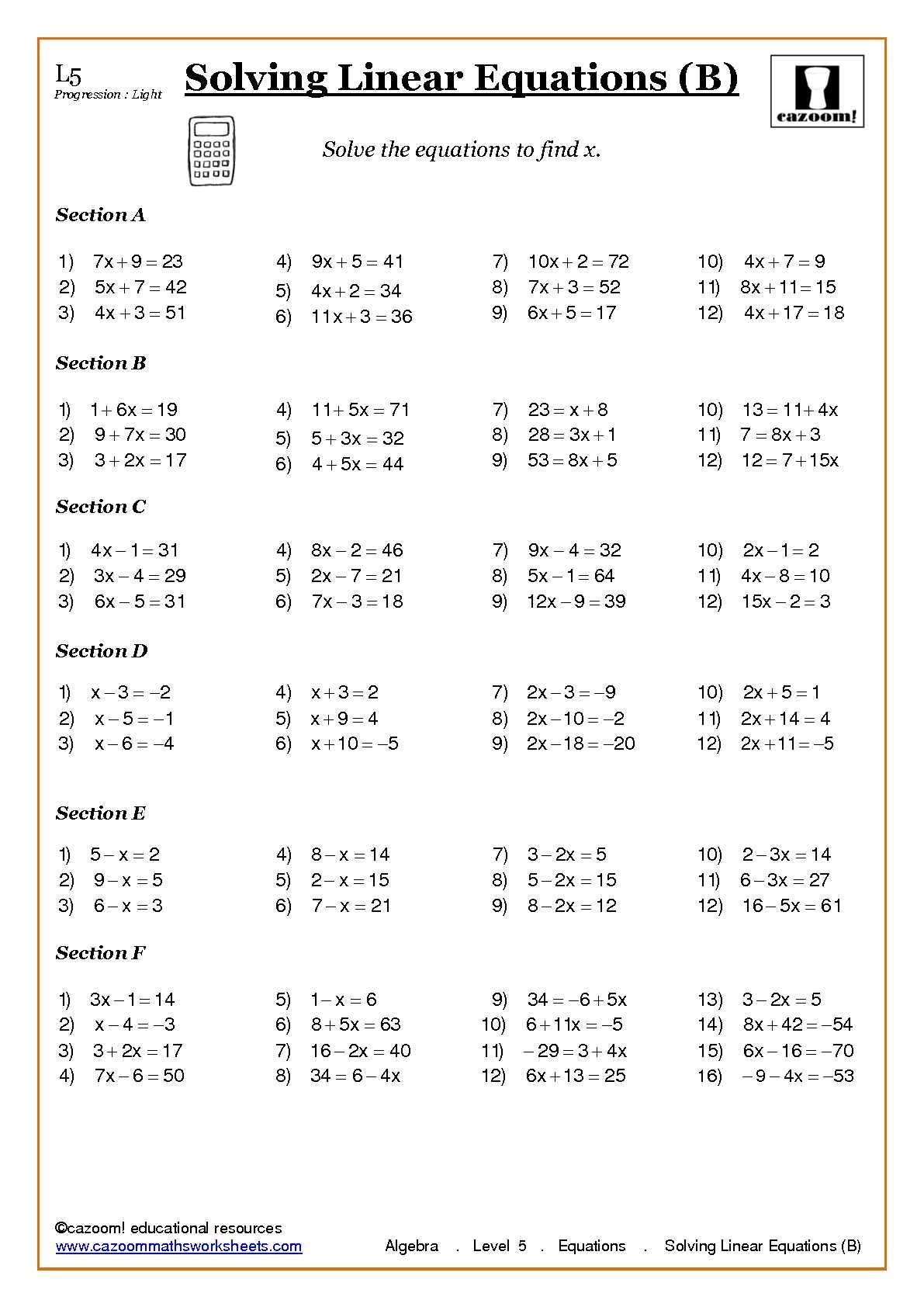 20 Math Algebra Worksheets Download