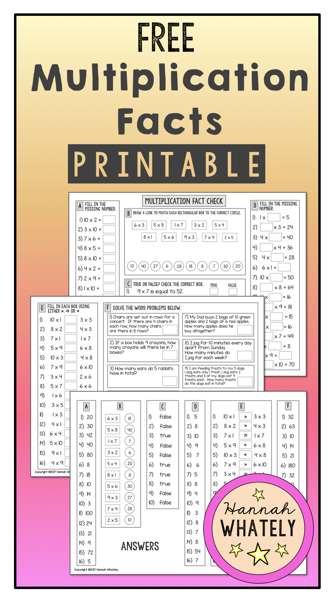 20 Math Facts Practice Worksheets Download