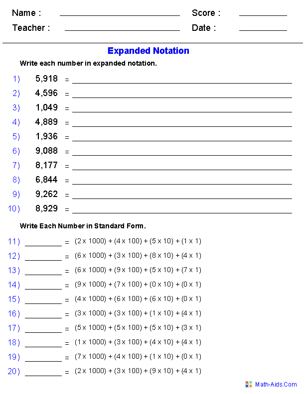 20 Math Place Value Worksheets Download