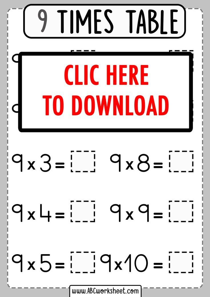 20 Nine Times Table Worksheet Download