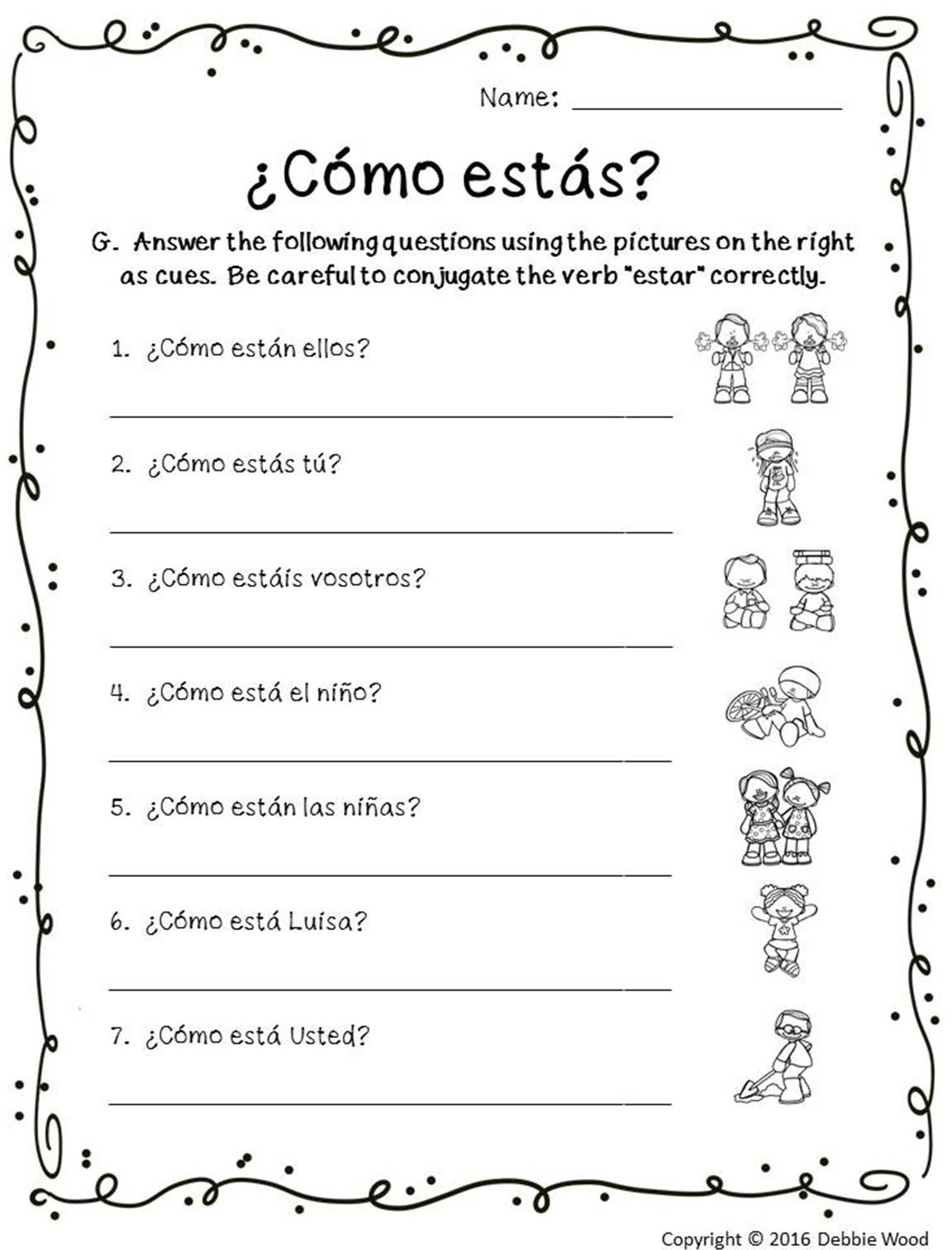 20 Printable Spanish Worksheets Free