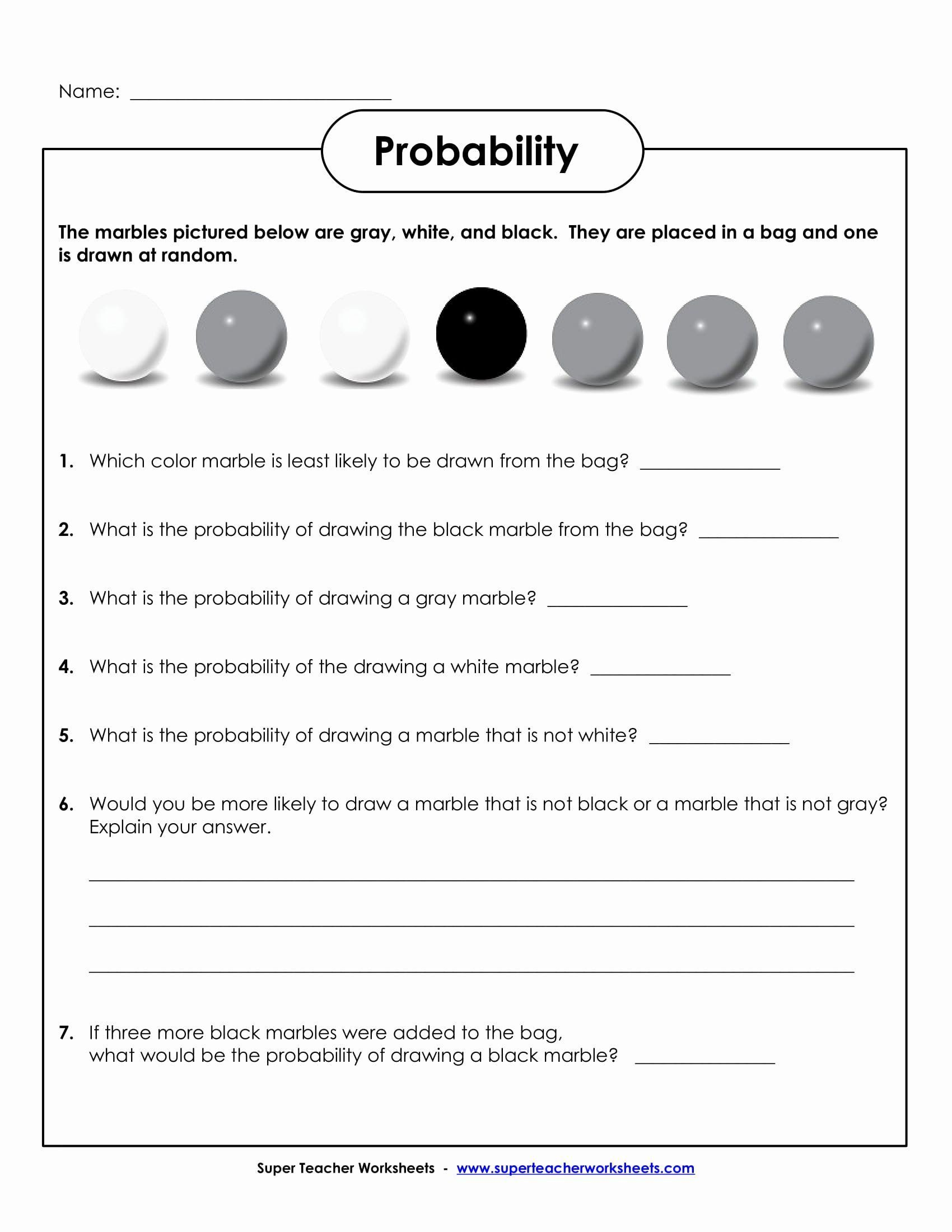 20 Probability Worksheets With Answers Download