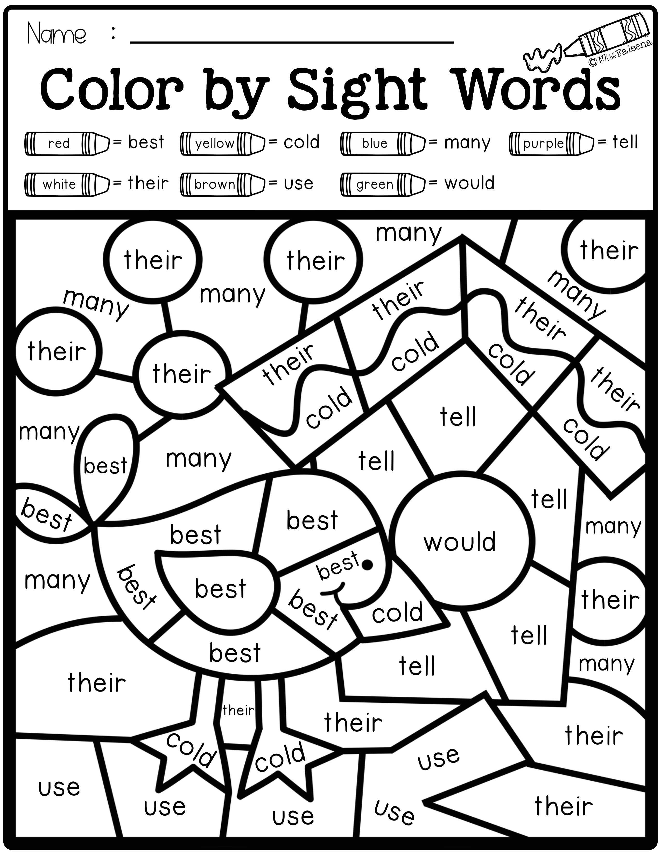 20 Sight Words Colouring Worksheets Free