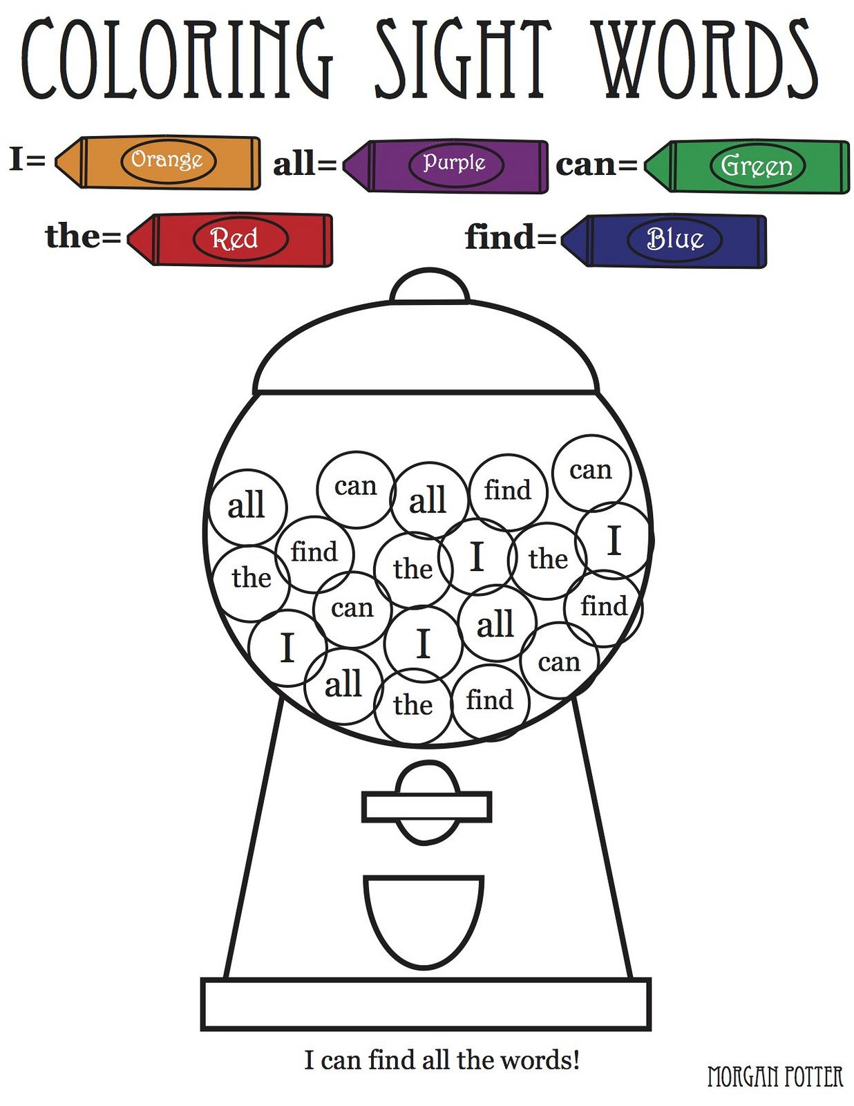 20 Sight Words Colouring Worksheets Free