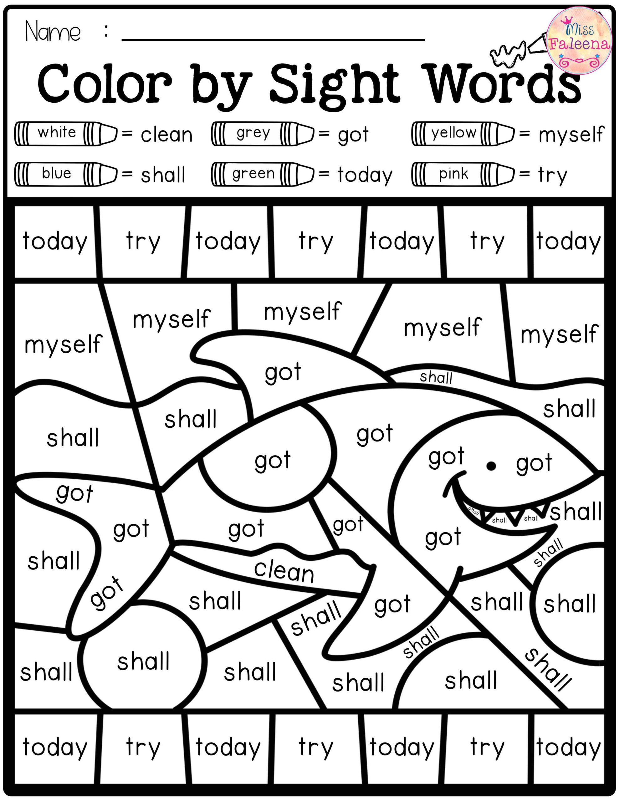 20 Sight Words Colouring Worksheets Pdf