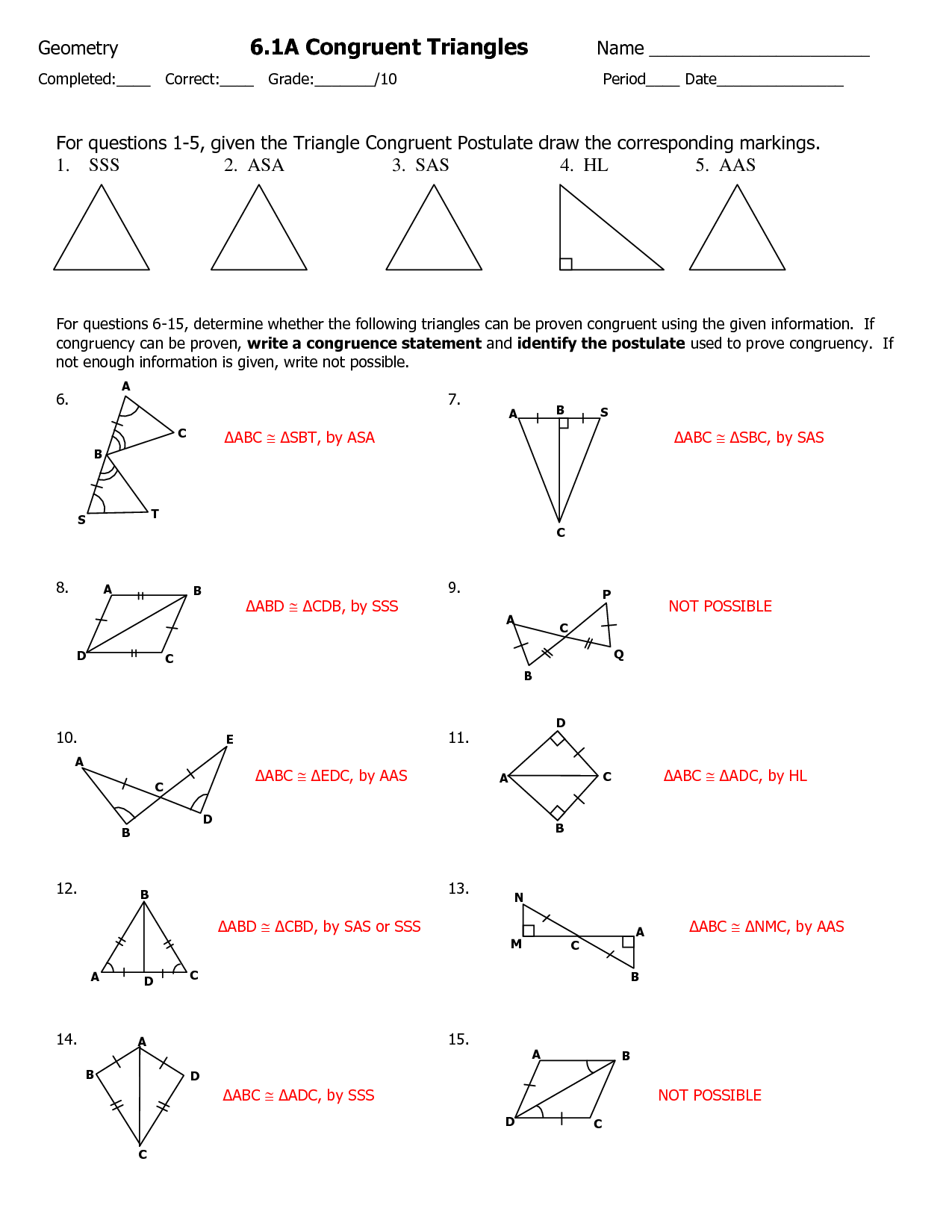 20 Triangle Congruence Worksheet Answers Download
