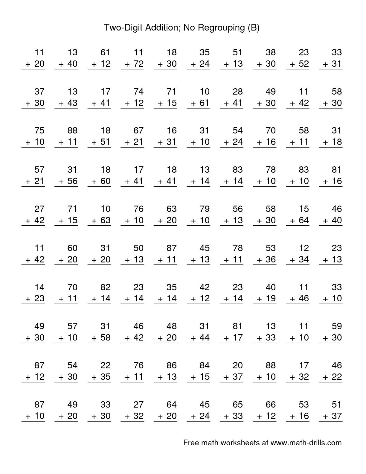 20 Two Digit Addition Worksheets Free