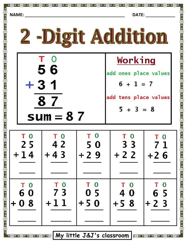 20 Two Digit Addition Worksheets Free