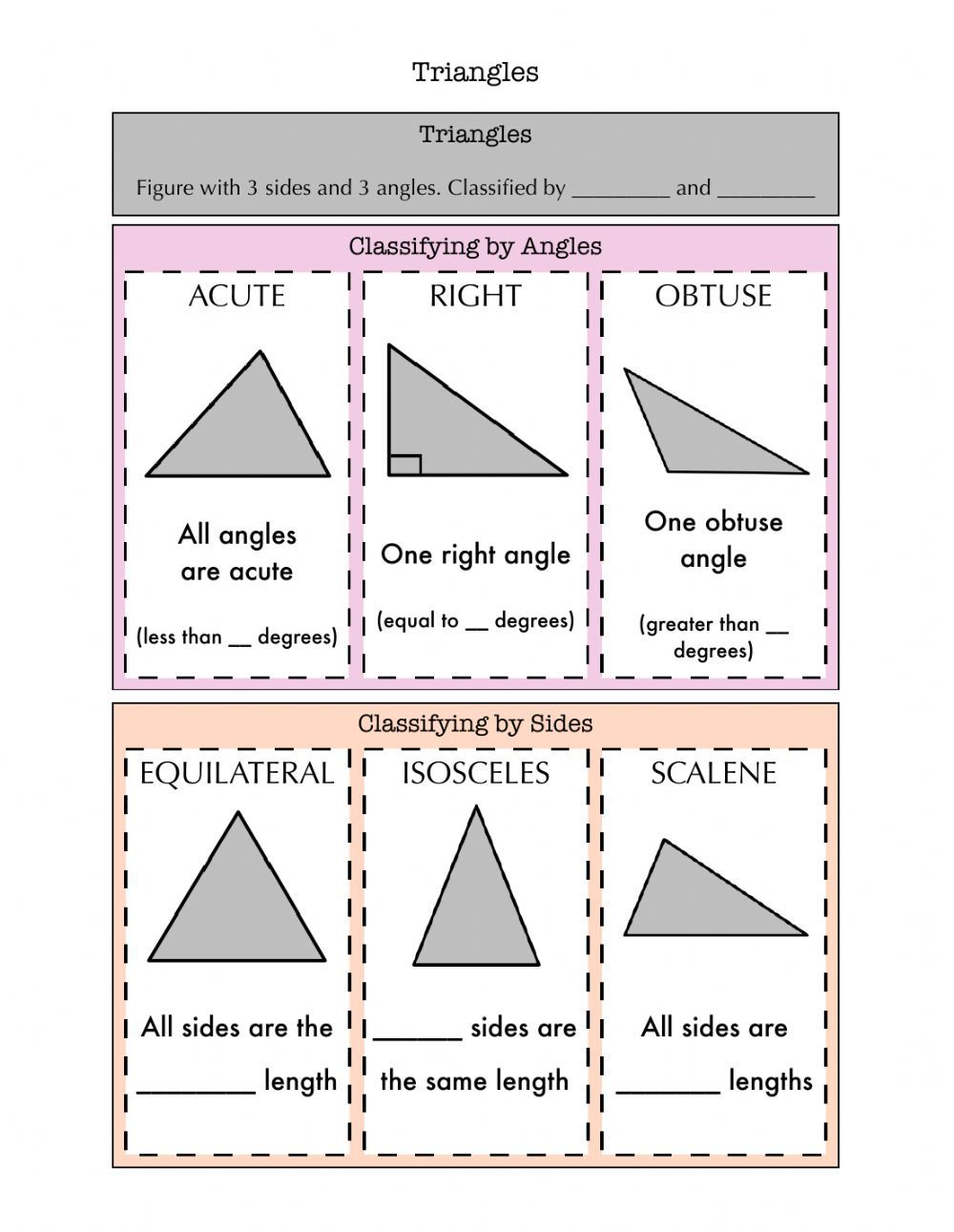 20 Types Of Triangles Worksheet Download