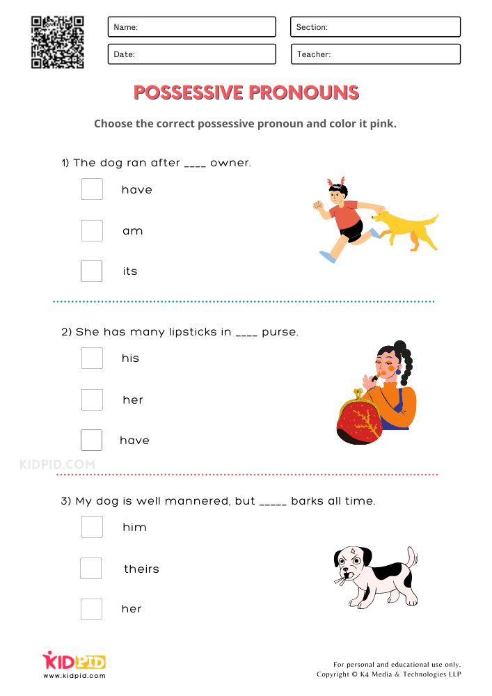 20 Using Possessive Pronouns Worksheet Download